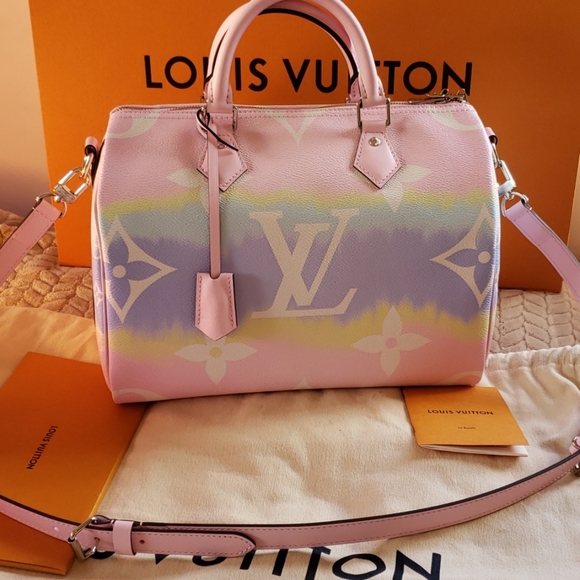 Louis Vuitton Speedy 30 Bandouliere Giant Monogram Pink pastel